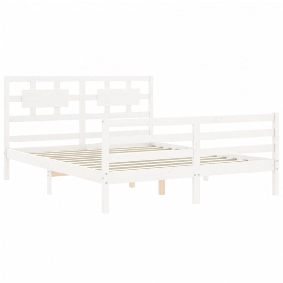 Cadre de lit avec tête de lit blanc King Size bois massif