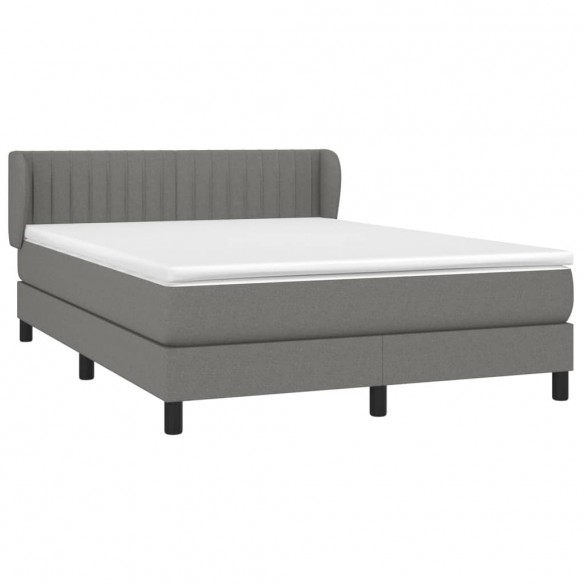 Cadre de lit avec matelas Gris foncé 140x200cm Tissu