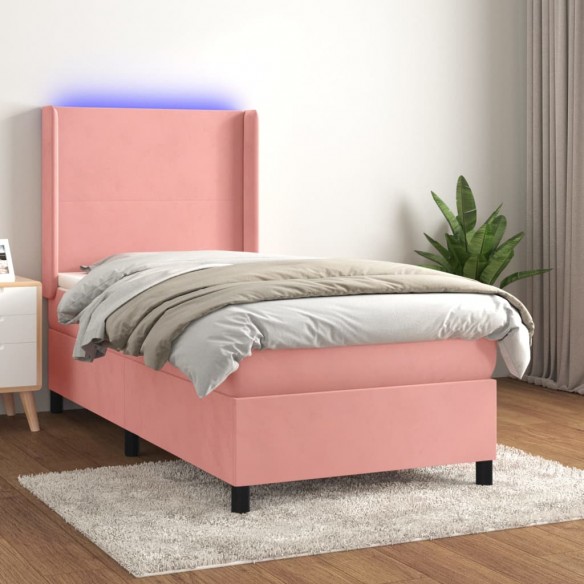 Sommier à lattes de lit matelas et LED Rose 100x200 cm Velours