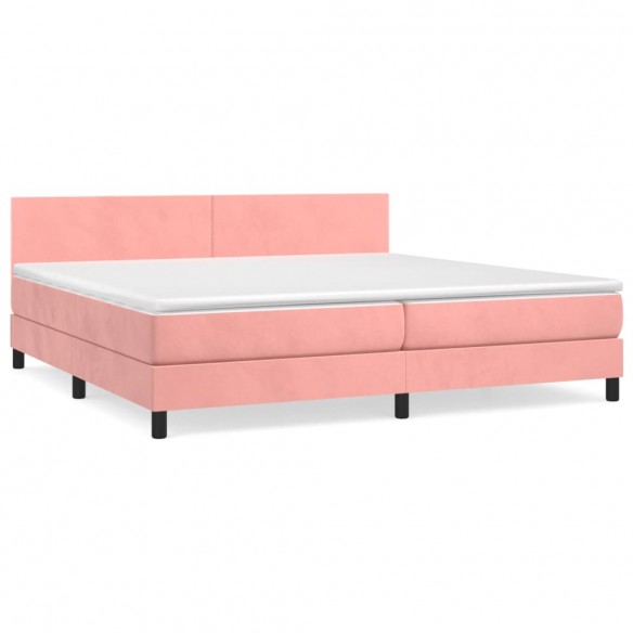 Cadre de lit avec matelas Rose 200x200 cm Velours