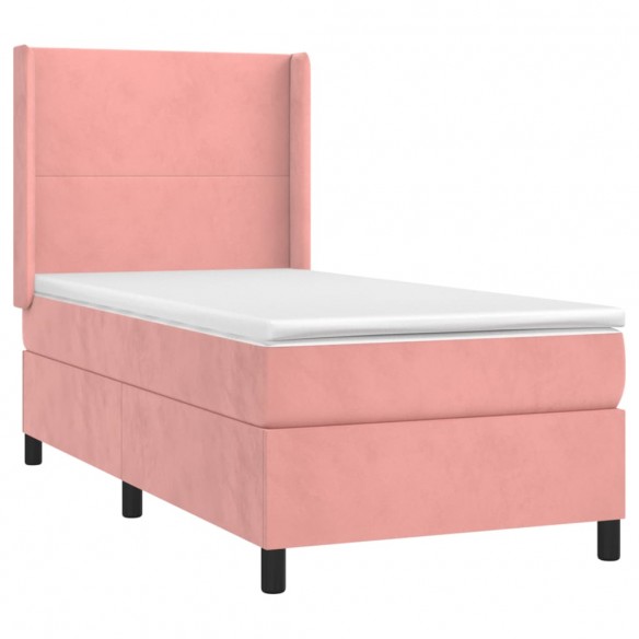 Sommier à lattes de lit matelas et LED Rose 100x200 cm Velours