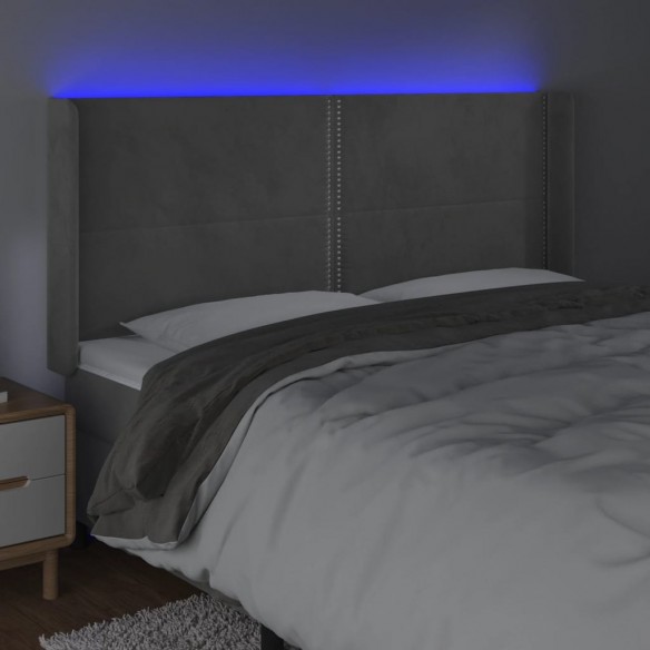 Tête de lit à LED Gris clair 183x16x118/128 cm Velours