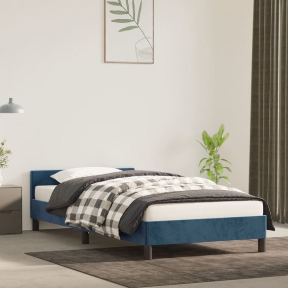 Cadre de lit avec tête de lit Bleu foncé 80x200 cm Velours