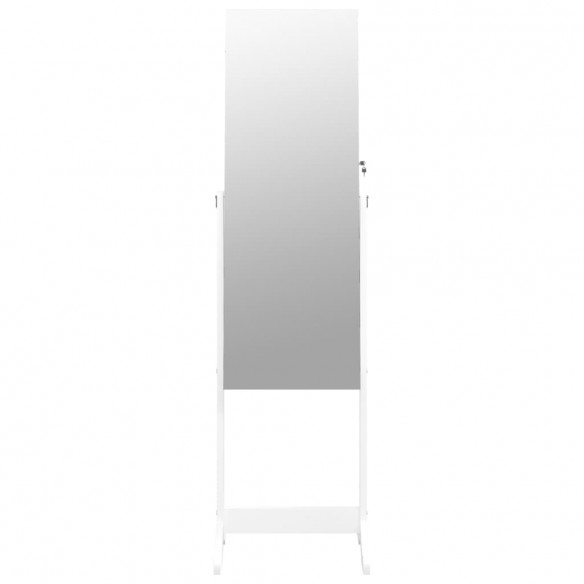 Armoire à bijoux avec miroir sur pied blanc 42x38x152 cm