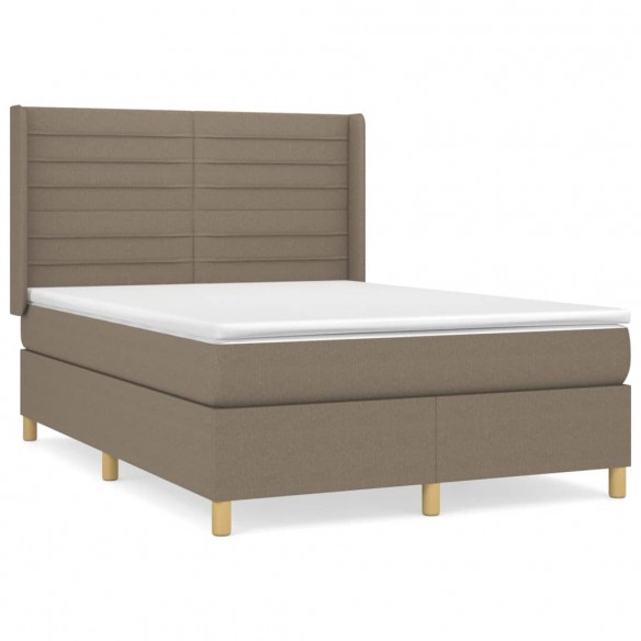 Cadre de lit avec matelas Taupe 140x190 cm Tissu