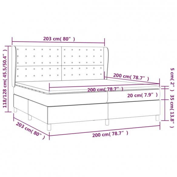 Cadre de lit avec matelas Noir 200x200 cm Similicuir