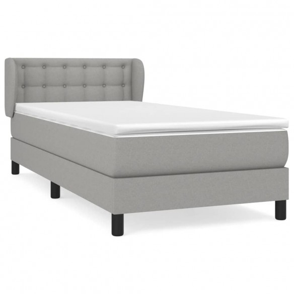 Cadre de lit avec matelas Gris clair 80x200 cm Tissu