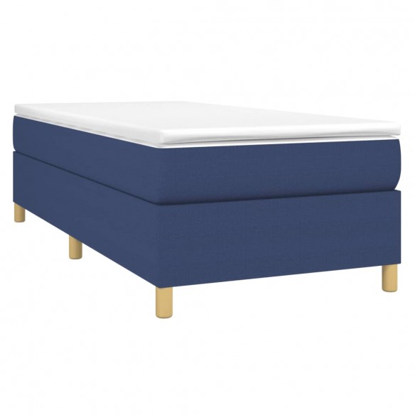 Cadre de lit avec matelas Bleu 100x200 cm Tissu