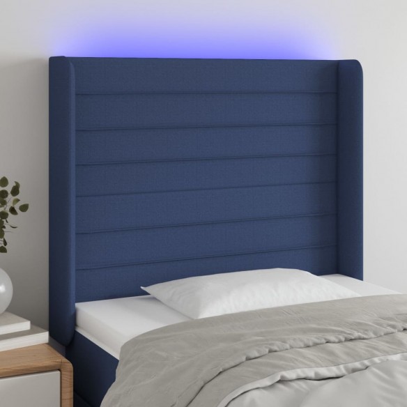 Tête de lit à LED Bleu 103x16x118/128 cm Tissu