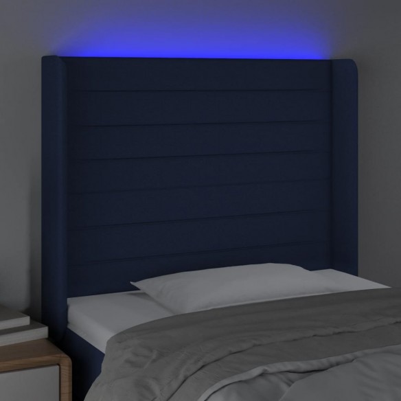 Tête de lit à LED Bleu 103x16x118/128 cm Tissu