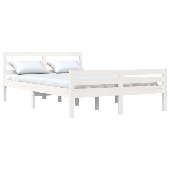 Cadre de lit Blanc Bois massif 120x190 cm Petit double