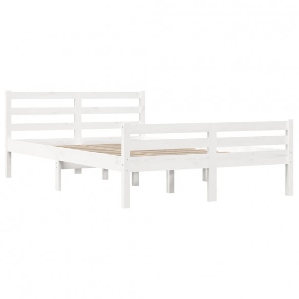 Cadre de lit Blanc Bois massif 120x190 cm Petit double