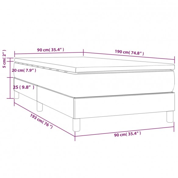 Cadre de lit avec matelas Bleu 90x190 cm Tissu