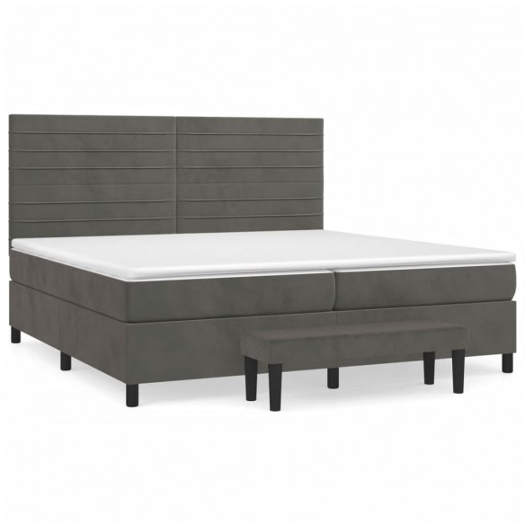 Cadre de lit et matelas Gris foncé 200x200cm Velours