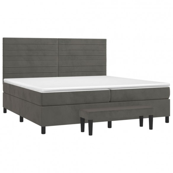 Cadre de lit et matelas Gris foncé 200x200cm Velours