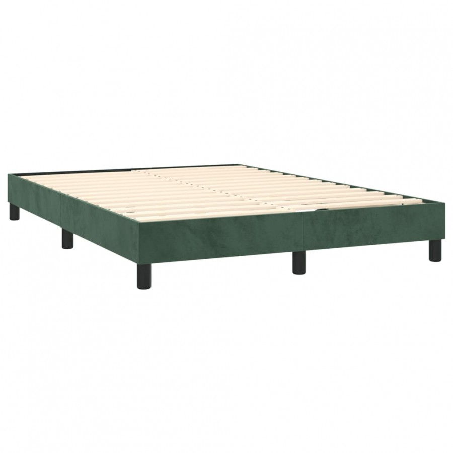 Lit Vert foncé 140x200 cm Velours Lit Vert foncé 140x200 cm Velours