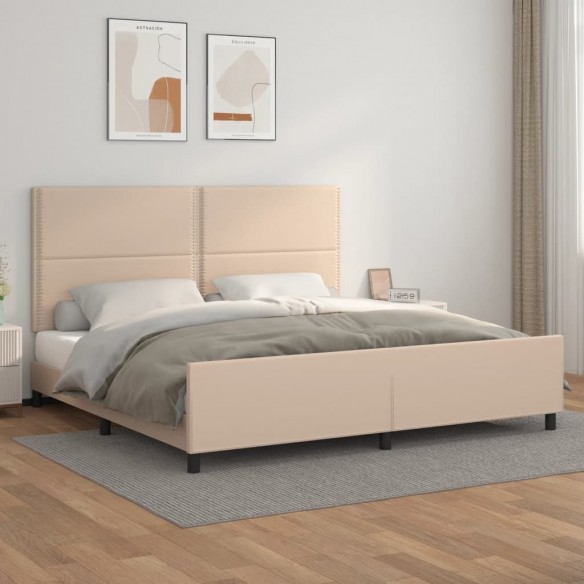 Cadre de lit avec tête de lit Cappuccino 200x200 cm Similicuir