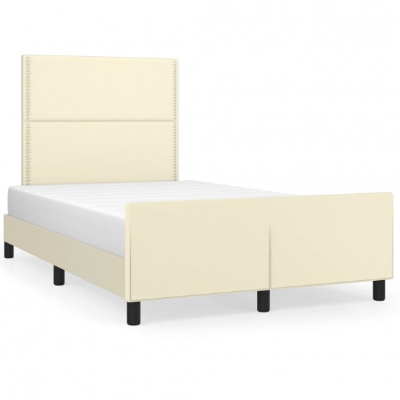 Cadre de lit avec tête de lit Crème 120x200 cm Similicuir
