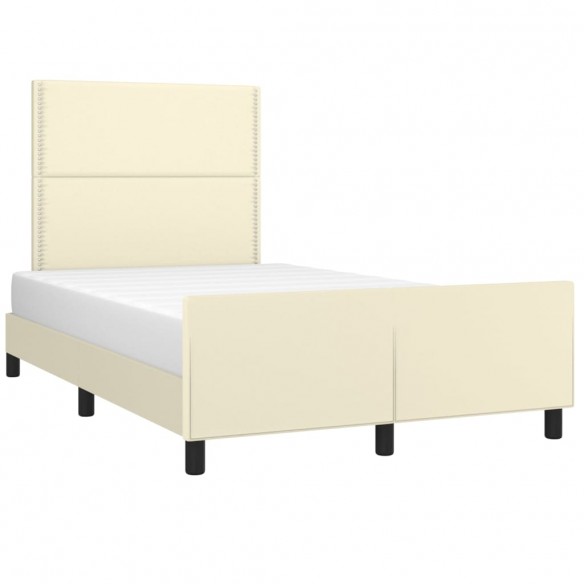 Cadre de lit avec tête de lit Crème 120x200 cm Similicuir