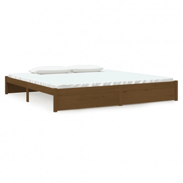 Cadre de lit Marron miel Bois massif 200x200 cm