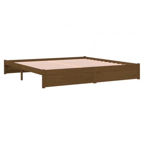 Cadre de lit Marron miel Bois massif 200x200 cm