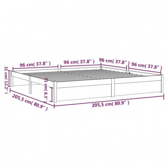 Cadre de lit Marron miel Bois massif 200x200 cm