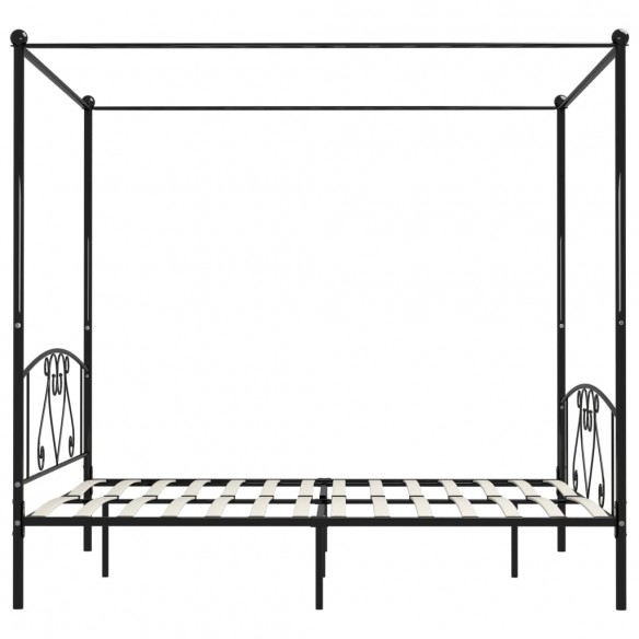 Cadre de lit à baldaquin Noir Métal 200 x 200 cm