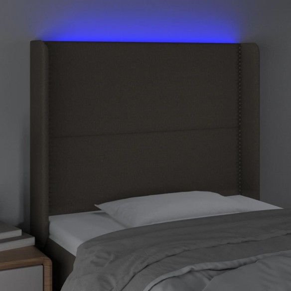 Tête de lit à LED Taupe 103x16x118/128 cm Tissu