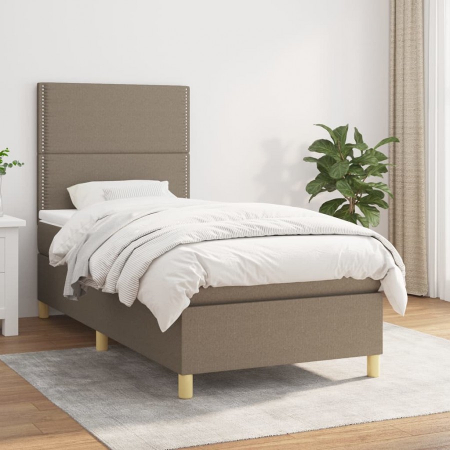 Sommier à lattes de lit avec matelas Taupe 100x200 cm Tissu