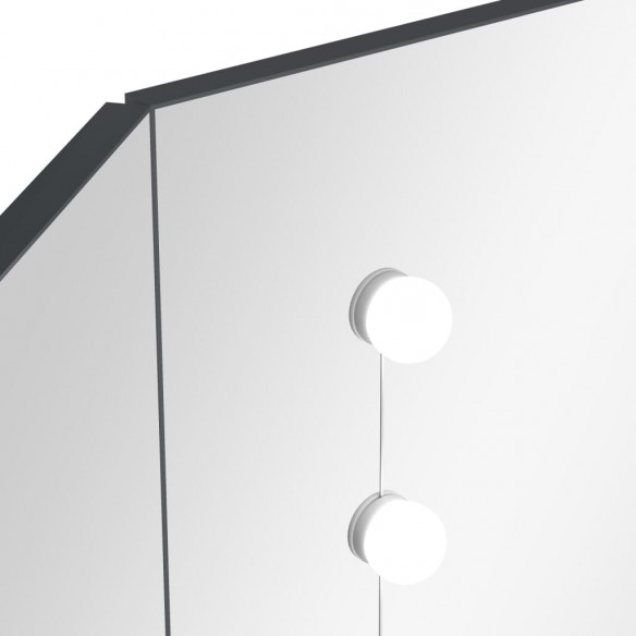 Coiffeuse d'angle avec LED Gris 111x54x141,5 cm
