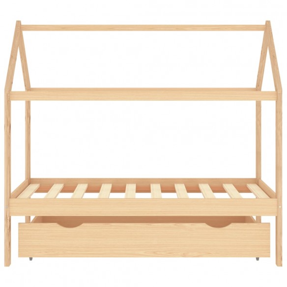 Cadre de lit pour enfant et un tiroir bois pin massif 80x160 cm