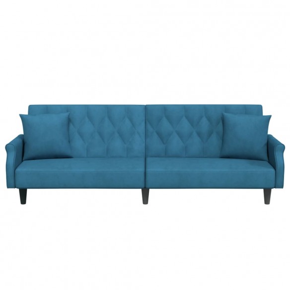 Canapé-lit avec accoudoirs bleu velours