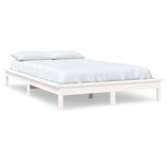 Cadre de lit blanc 120x190 cm petit double bois massif de pin