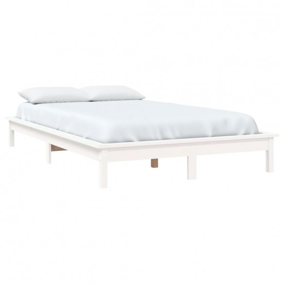 Cadre de lit blanc 120x190 cm petit double bois massif de pin