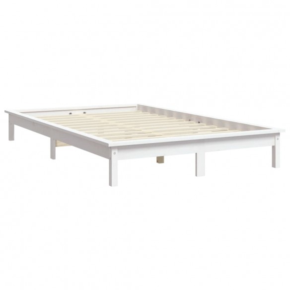 Cadre de lit blanc 120x190 cm petit double bois massif de pin