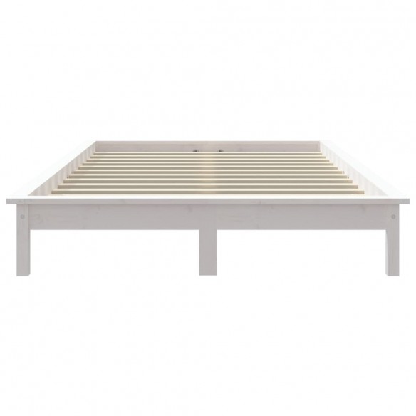 Cadre de lit blanc 120x190 cm petit double bois massif de pin