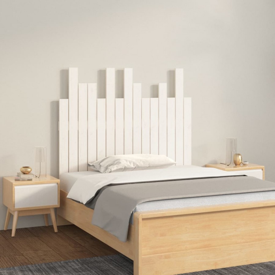 Tête de lit murale Blanc 95,5x3x80 cm Bois massif de pin