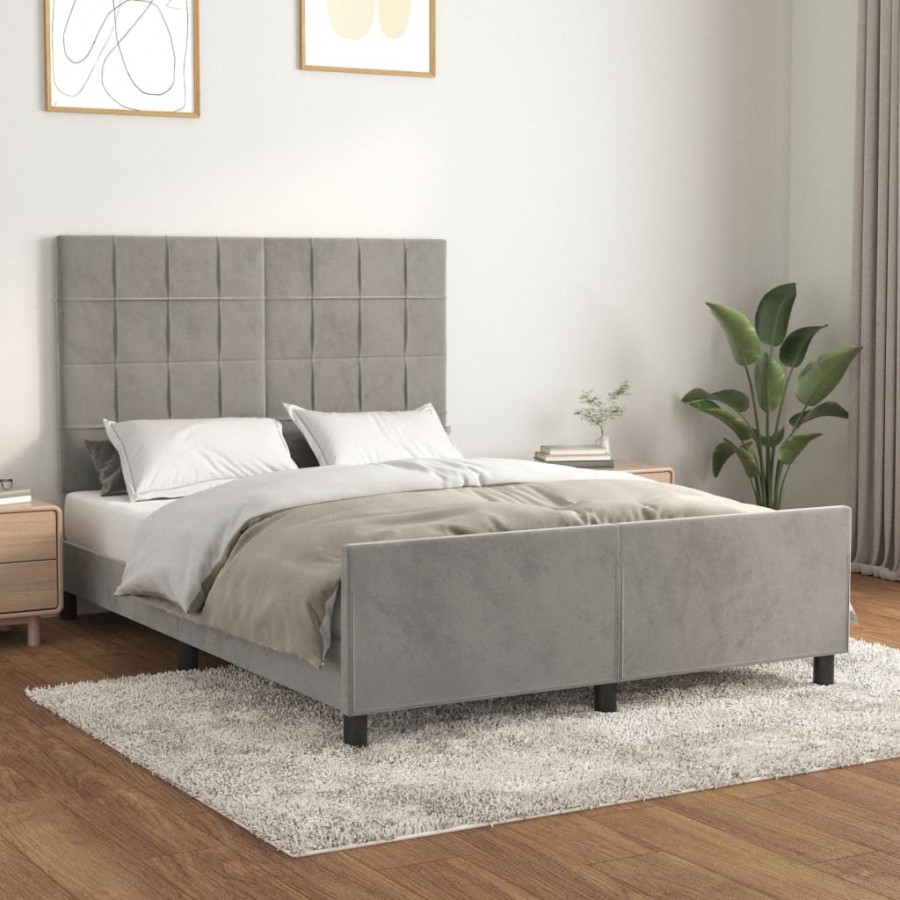 Cadre de lit avec tête de lit Gris clair 140x200 cm