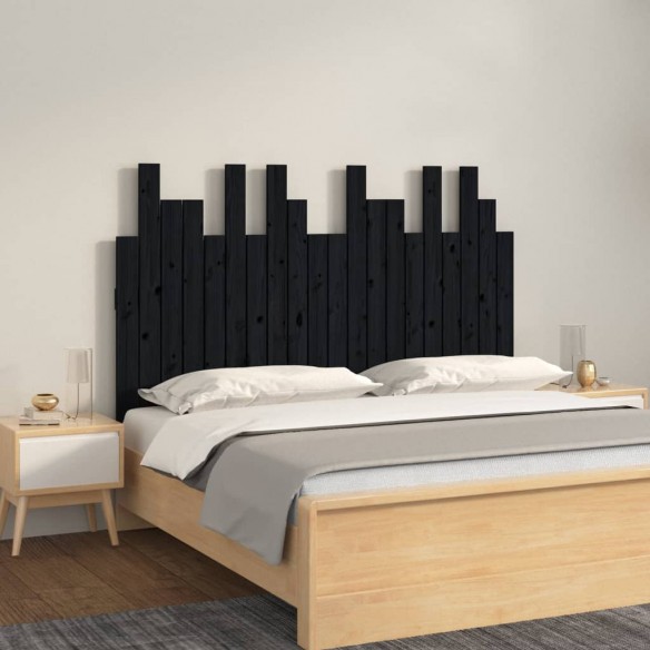 Tête de lit murale Noir 127,5x3x80 cm Bois massif de pin