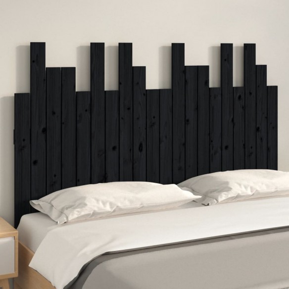 Tête de lit murale Noir 127,5x3x80 cm Bois massif de pin
