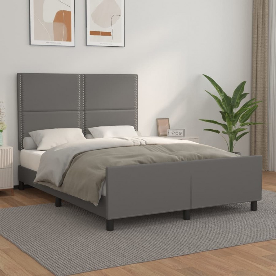 Cadre de lit avec tête de lit Gris 140x200 cm Similicuir