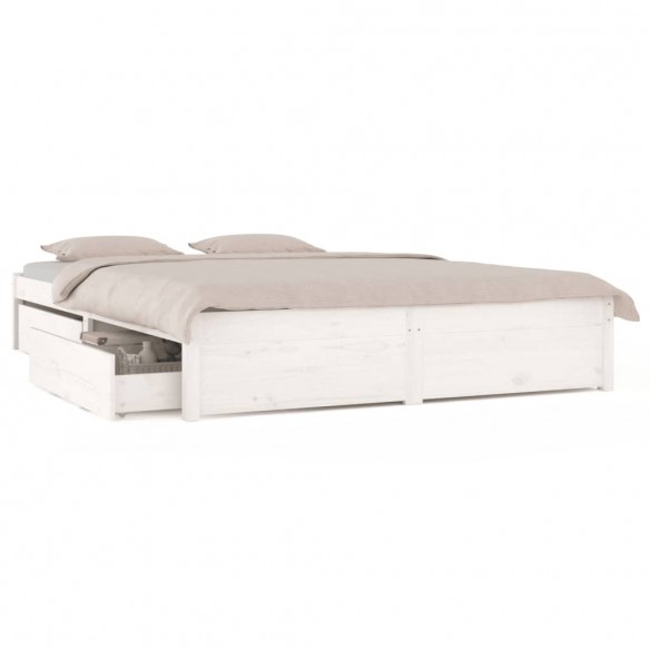 Cadre de lit avec tiroirs Blanc 140x200 cm
