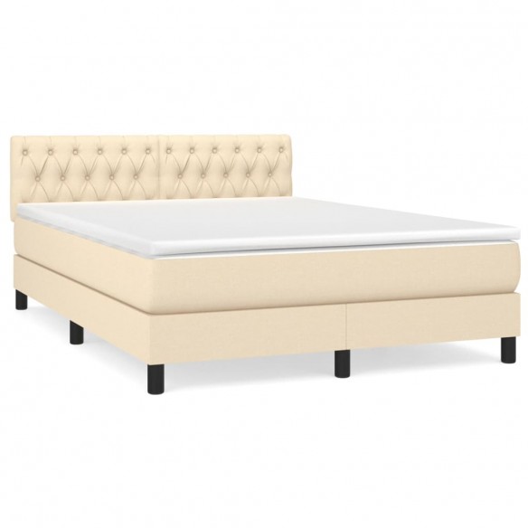 Cadre de lit avec matelas Crème 140x200 cm Tissu