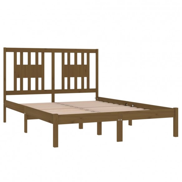 Cadre de lit Marron miel Bois massif 135x190 cm Double