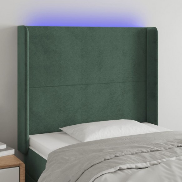 Tête de lit à LED Vert foncé 103x16x118/128 cm Velours