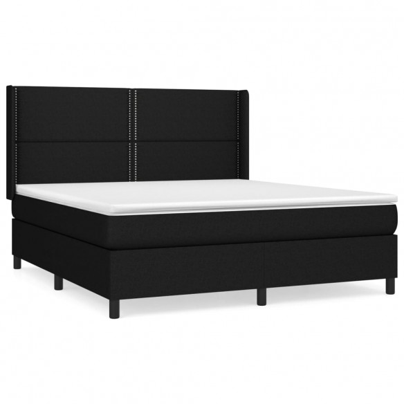 Cadre de lit avec matelas Noir 180x200 cm Tissu