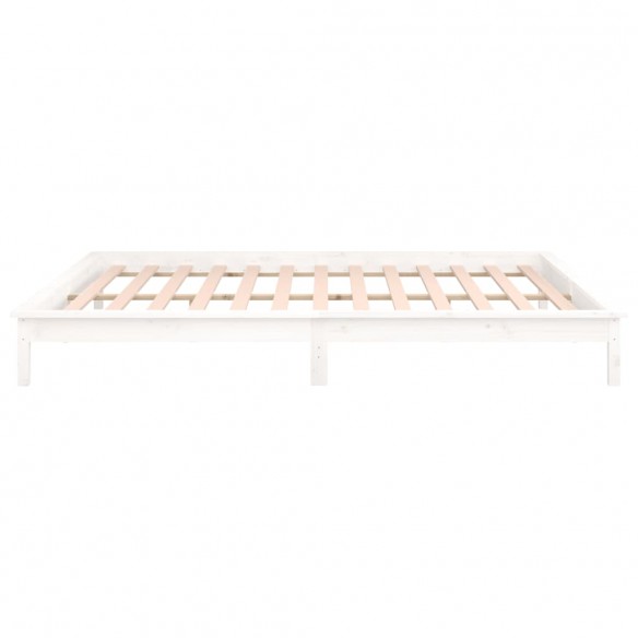 Cadre de lit à LED blanc 140x190 cm bois massif