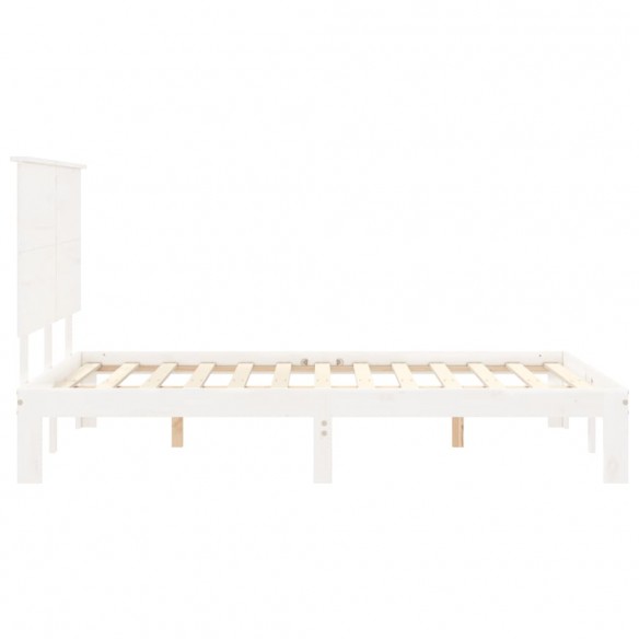 Cadre de lit avec tête de lit blanc 140x190 cm bois massif