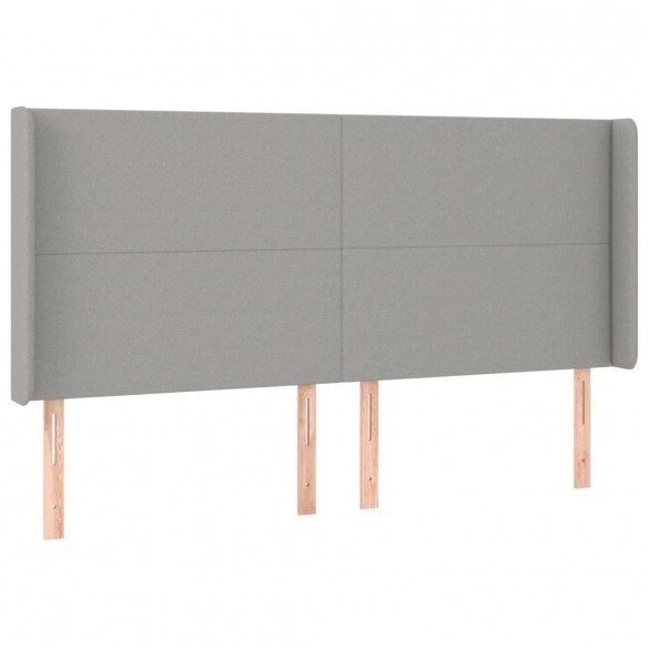 Tête de lit avec oreilles Gris clair 203x16x118/128 cm Tissu