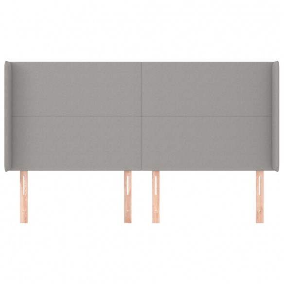 Tête de lit avec oreilles Gris clair 203x16x118/128 cm Tissu